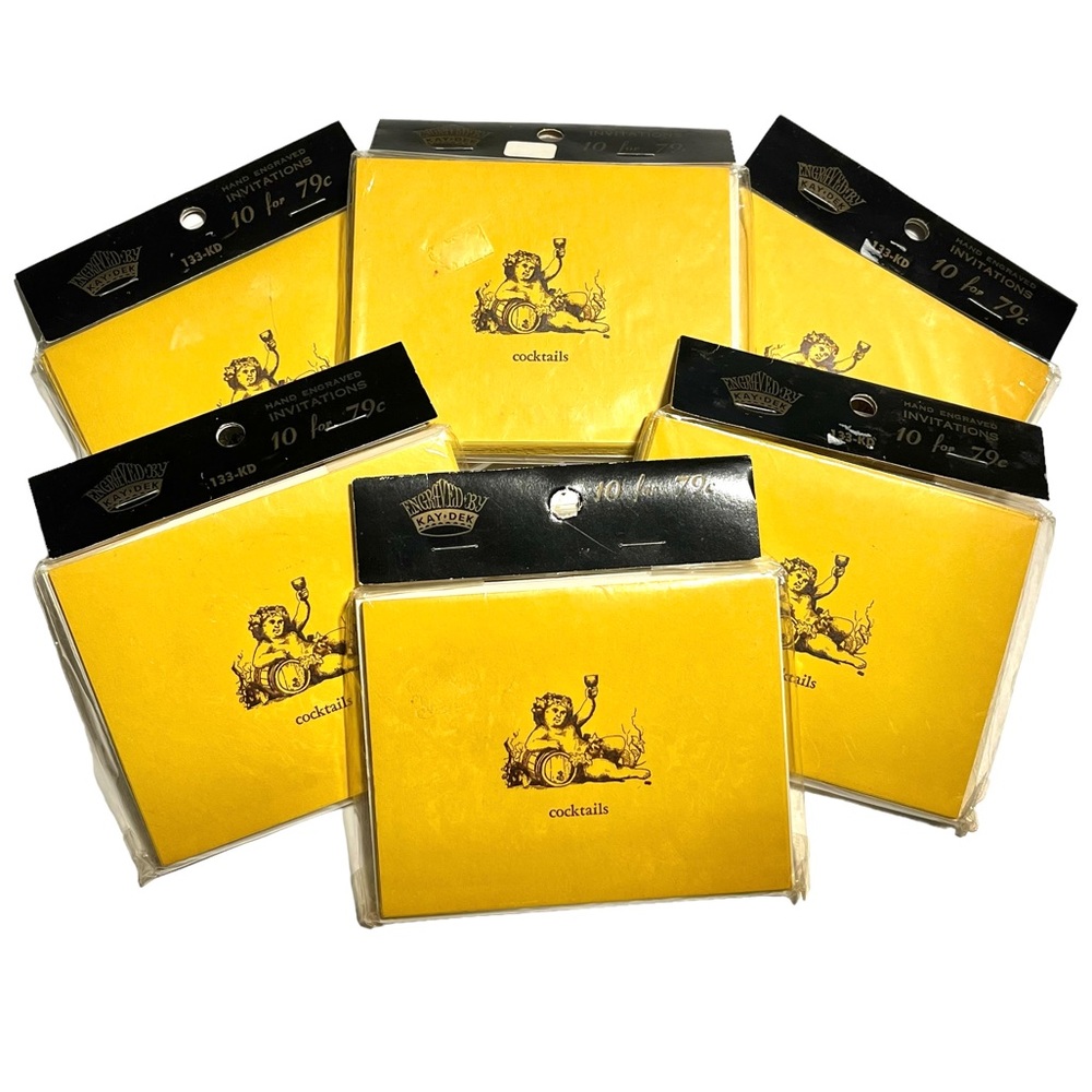8 packages Vintage Hand Engraved Kay Dek Cocktails Invitations